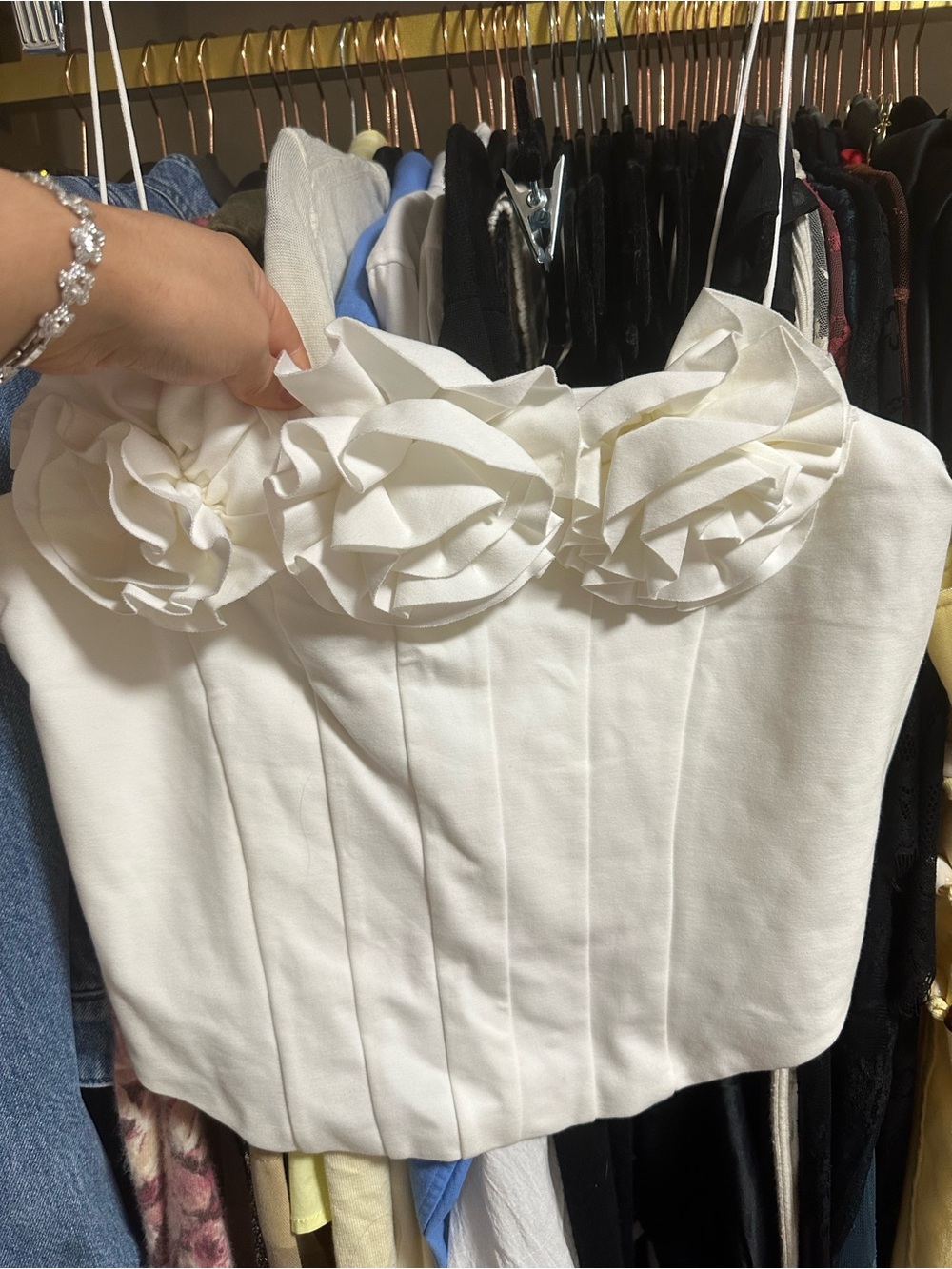 Anthropologie White Corset Flower Top 🪽🤍